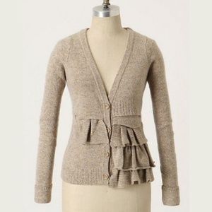 Moth Split Decision Ruffle Cardigan Sweater Wool